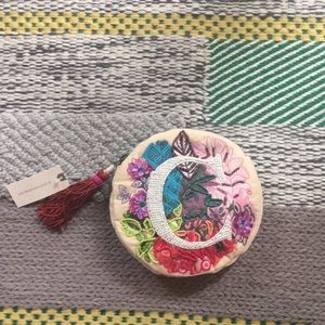 Anthropologie Embellished Monogram Pouch